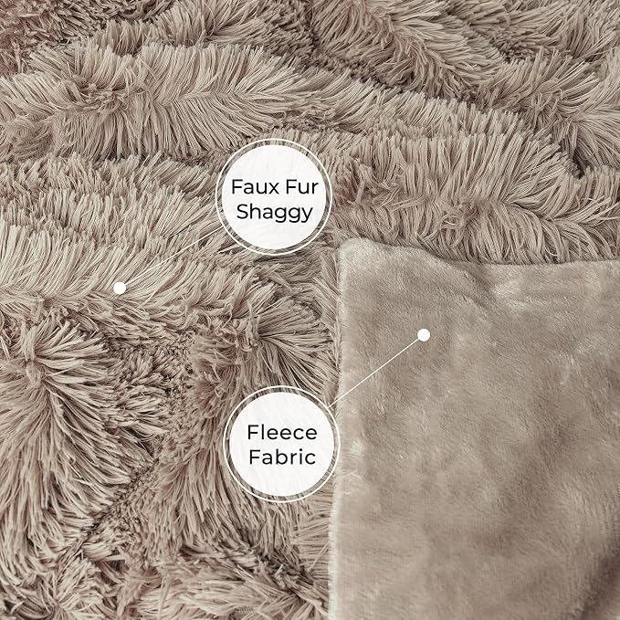 Tuddrom Decorative Extra Soft Faux Fur Throw Blanket 70"x78", Solid Reversible - Image 6