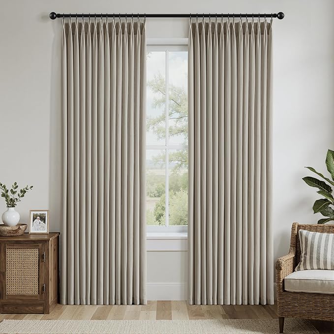 Memory Trained Pinch Pleated Curtains 90 Inches Long, Viral Linen Pinch Pleat - Image 2