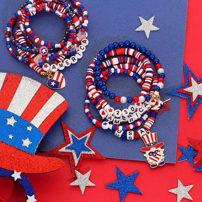 Independence Day Bracelets for Women, 4th of July Accessories USA Patriotic 250 - Image 4