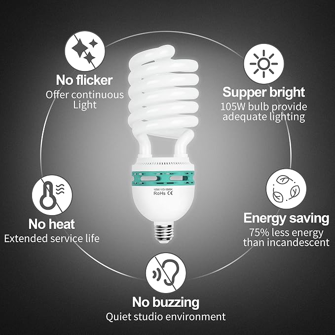 EMART Full Spectrum Light Bulb, 105W Spiral CFL 5500k Daylight - Image 5