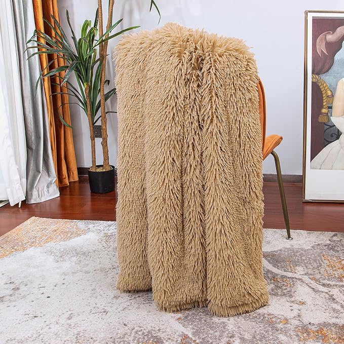 Tuddrom Decorative Extra Soft Faux Fur Blanket Queen Size 80" x 90", Solid - Image 5