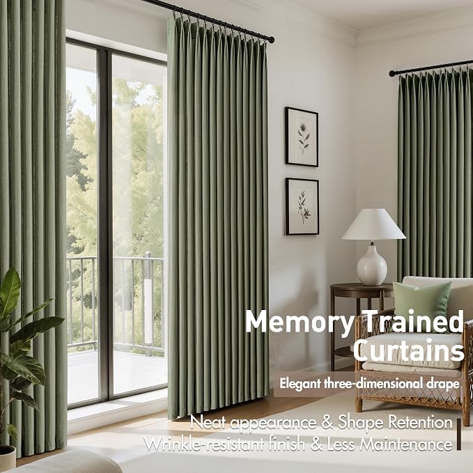 Memory Trained Pinch Pleated Curtains 90 Inches Long, Linen Pinch Pleat Sheer - Image 3