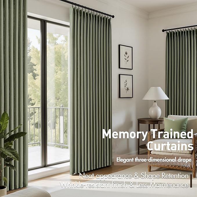 Memory Trained Pinch Pleated Curtains 84 Inches Long, Linen Pinch Pleat Sheer - Image 3