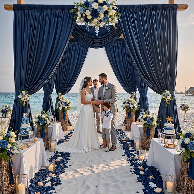 20ft x 12ft Wrinkle Free Navy Blue Backdrop Curtain - Image 4