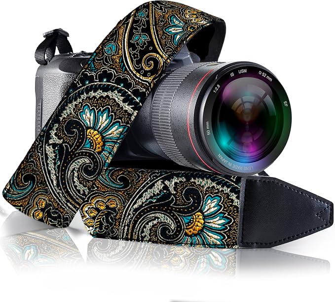Art Tribute Camera Strap, Vintage Embroidered Neck Shoulder & Crossbody Camera by ArtTribute