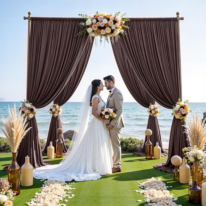 50ft x 12ft Brown Backdrop Curtains - Image 6