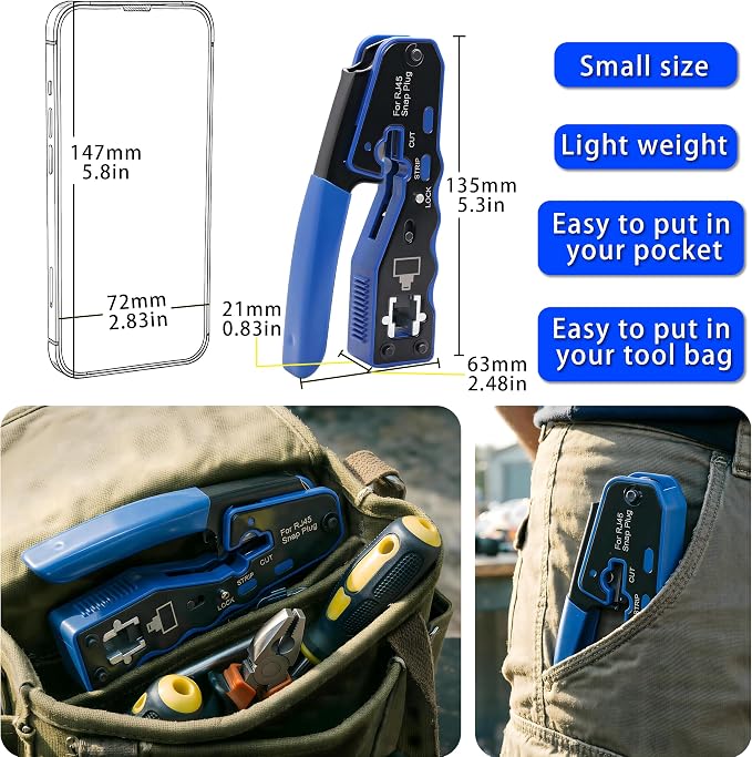 RJ45 Crimp Tool Kit Pass Through Ethernet Crimper - Image 5