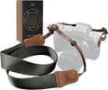 Olive Green Camera Strap, Double Layer top-grain Cowhide Ends, 1.5"Wide Pure by PadwaLifestyleCameraStrap