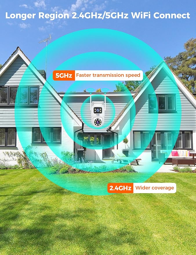 Hiseeu 2Pack Wireless Security Camera, 5G/2.4G WiFi, Dual Lens PTZ Camera - Image 2