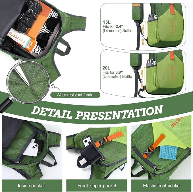 BECOJADDE 20L Small Hiking Backpack - Image 3