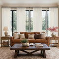 Natural Ivory Pinch Pleated Linen Semi Sheer Curtains 105 Inches Long 4 Panels by Twodrapes