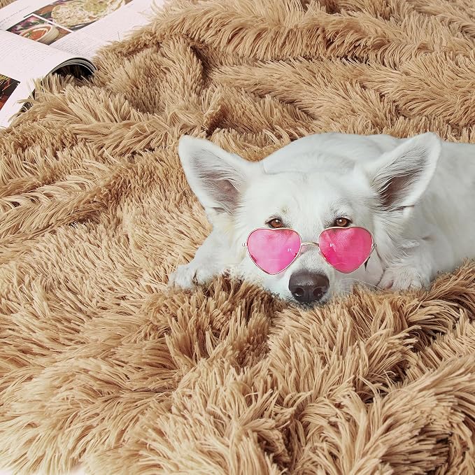 Tuddrom Decorative Extra Soft Faux Fur Blanket Queen Size 80" x 90", Solid - Image 6