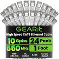 GEARit Cat 6 Ethernet Patch Cables 1 ft White, High Speed 24AWG 10Gbps RJ45 by GEARit