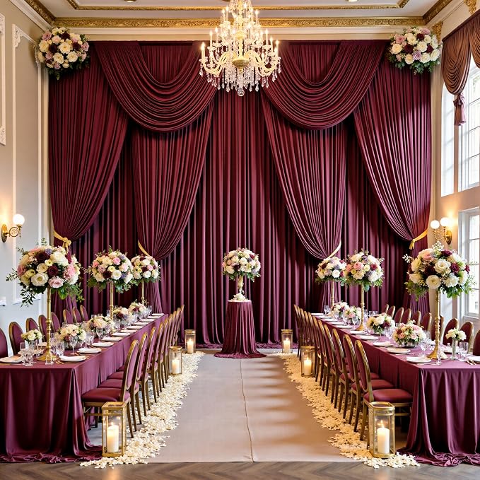 10ft x 15ft Burgundy Backdrop Curtains - Image 4