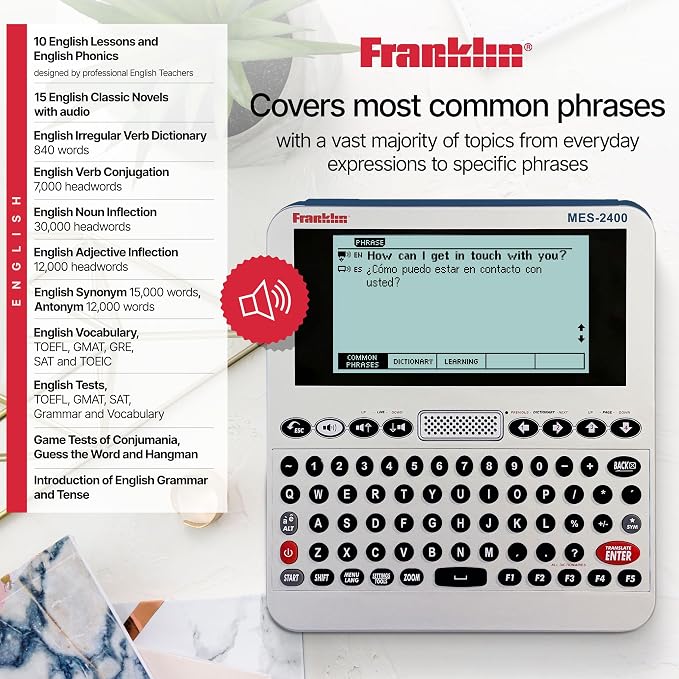 Franklin MES-2400 Digital Talking Dictionary, Talking Phrase Book & More - Image 4