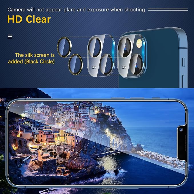 UniqueMe for iPhone 13 / iPhone 13 Mini Camera Lens Protector, Tempered Glass - Image 5