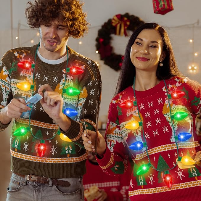 Blowata Christmas Light Necklace, Colorful Xmas Light up Decorations - Image 4