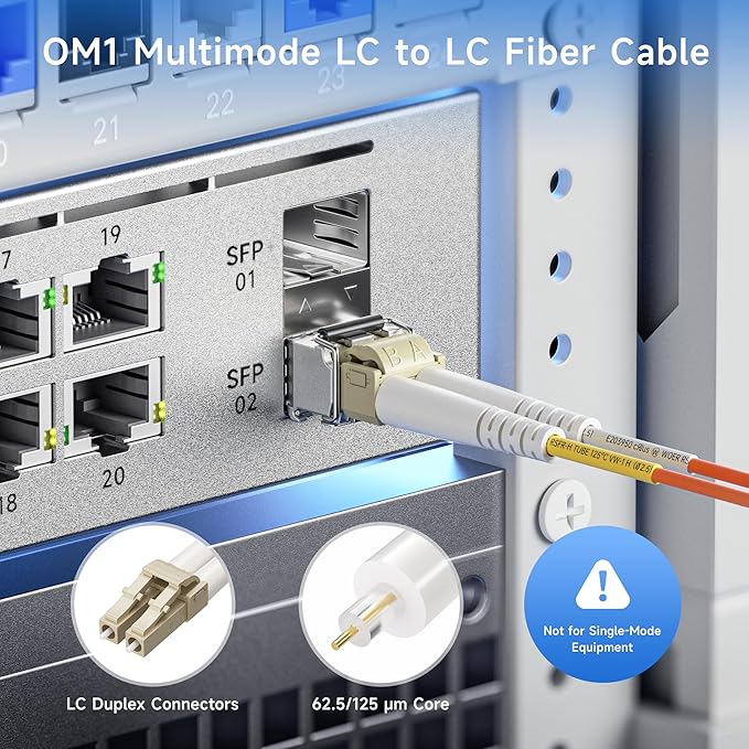 Cable Matters OFNP Plenum Multimode Duplex OM1 Fiber Cable 9.8 Feet / 3m - Image 2