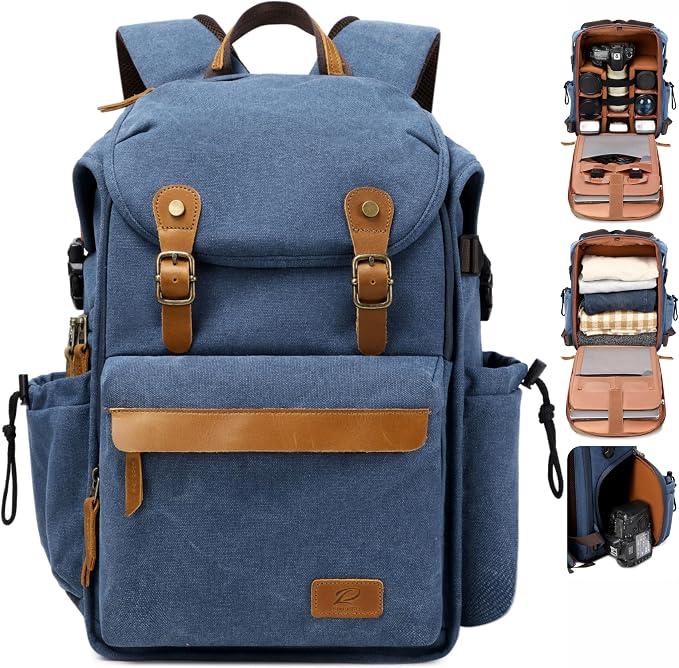 Padwa Lifestyle Blue Canvas Camera Backpack by PadwaLifestyleCameraStrap
