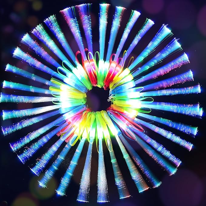 SHQDD 200PCS Glow Fiber Optic Sticks, LED Light Wands, Glow in The Dark Party by SHQDD