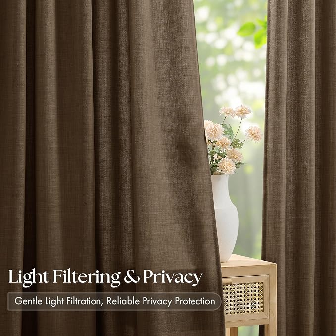 Dark Brown Pinch Pleated Bedroom Curtains 96 Inches Long 4 Panels Set, Memory - Image 3