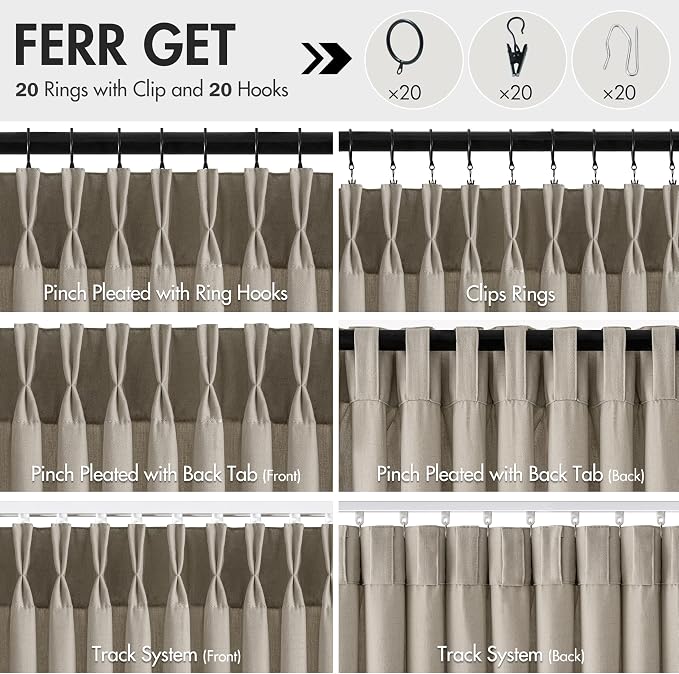Memory Trained Pinch Pleated Curtains 96 Inches Long, Viral Linen Pinch Pleat - Image 5