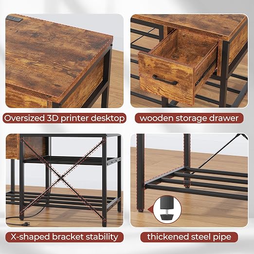 3D Printer Stand with Filament Storage – Heavy Duty Metal 3D Printer Table with - Image 8