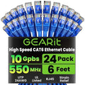 GEARit Cat 6 Ethernet Patch Cable 6 ft Blue, Cat 6 High Speed 24AWG 10Gbps RJ45 by GEARit