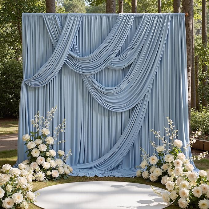 50ft x 15ft Dusty Blue Backdrop Curtains by CO-AVE