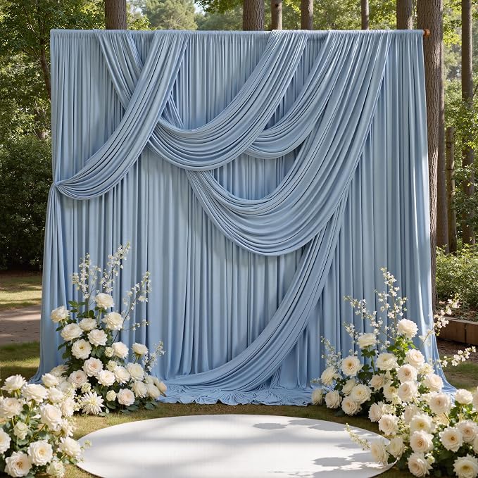 20ft x 15ft Dusty Blue Backdrop Curtains by CO-AVE