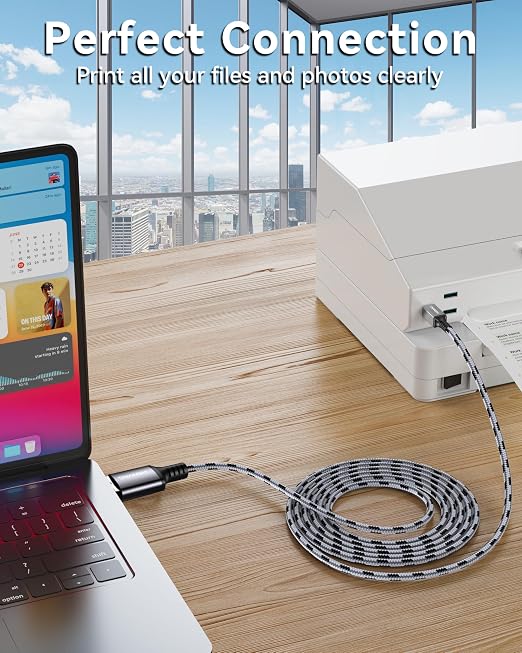 SNANSHI USB Printer Cable 20 feet, Nylon Braided USB 2.0 Type A to B Male - Image 6