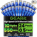 GEARit Cat 6 Ethernet Patch Cable 0.5 ft Blue, High Speed 24AWG 10Gbps RJ45 by GEARit