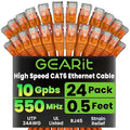 GEARit Cat 6 Ethernet Patch Cables 0.5 ft Orange, High Speed 24AWG 10Gbps RJ45 by GEARit
