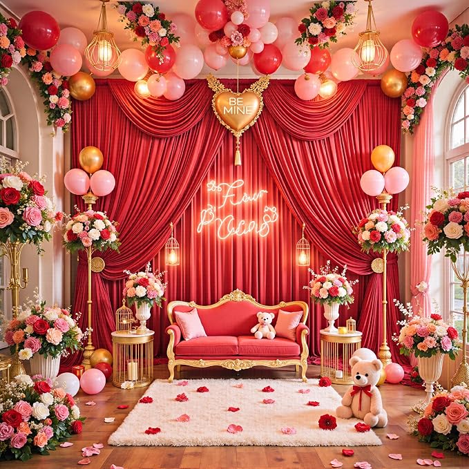 12ft x 10ft Red Backdrop Curtains - Image 8