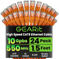 GEARit Cat 6 Ethernet Patch Cables 1.5 ft Orange, High Speed 24AWG 10Gbps RJ45 by GEARit