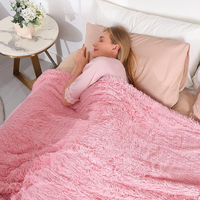 Tuddrom Decorative Extra Soft Faux Fur Blanket Twin Size 70" x 78", Solid - Image 4