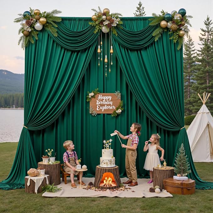 20ft x 15ft Hunter Green Backdrop Curtains - Image 8