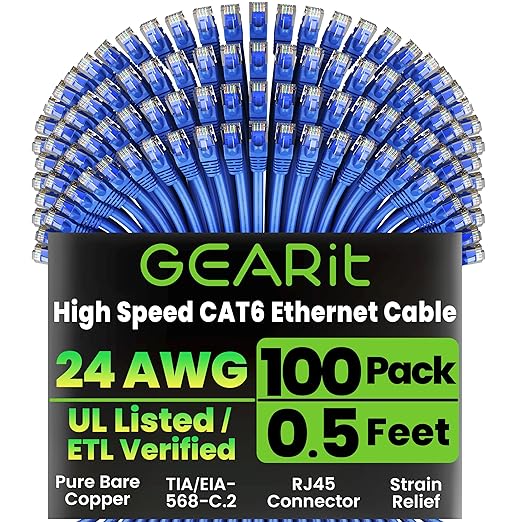 GEARit Cat 6 Patch Cables 0.5 ft Blue by GEARit