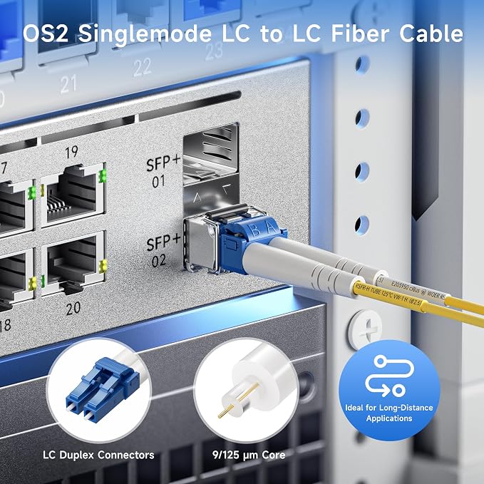 Cable Matters Plenum Rated Duplex OS2 Single Mode Fiber Optic Patch Cable - 3m - Image 2