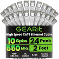 GEARit Cat 6 Ethernet Patch Cables 2 ft White, High Speed 24AWG 10Gbps RJ45 by GEARit
