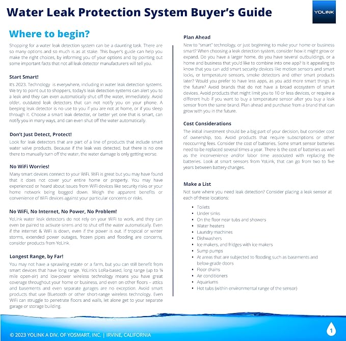 YoLink Water Leak Sensor 3-Pack, LoRa Up to 1/4 Mile Open-Air Range Smart Water - Image 3