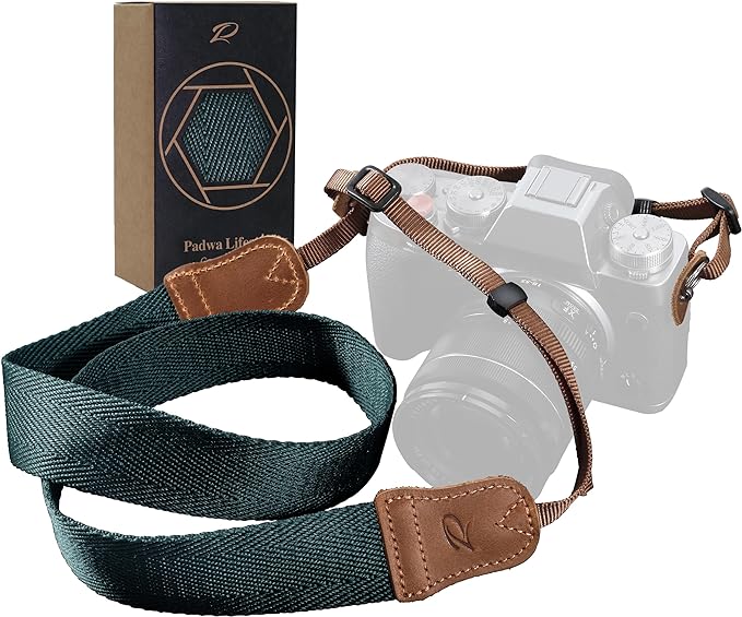 Padwa Lifestyle Dark Blue Green Camera Strap -Double Layer Crazy Horse Cowhide by PadwaLifestyleCameraStrap