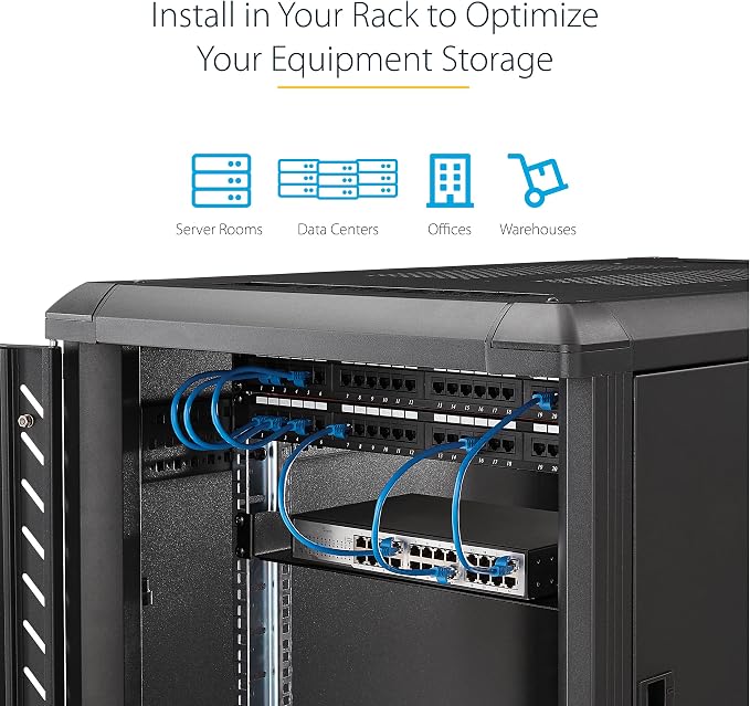StarTech.com 1U Fixed Server Rack Mount Shelf - 10in Deep Steel Universal - Image 4