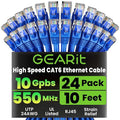 GEARit Cat 6 Ethernet Patch Cable 10 ft Blue, High Speed 24AWG 10Gbps RJ45 by GEARit