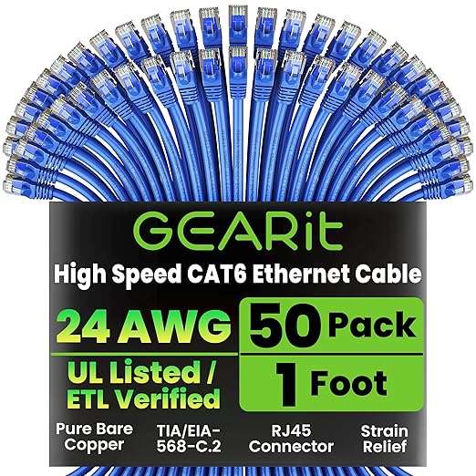 GEARit Cat 6 Ethernet Patch Cable 1 ft Blue by GEARit