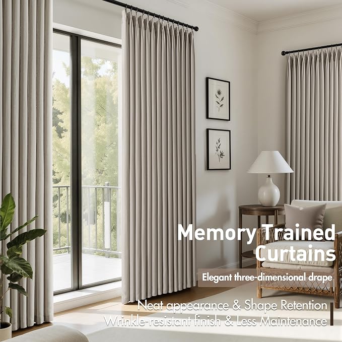 Memory Trained Pinch Pleated Curtains 90 Inches Long, Viral Linen Pinch Pleat - Image 4
