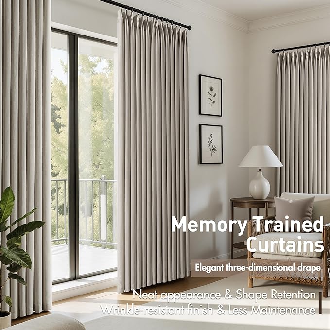 Memory Trained Pinch Pleated Curtains 96 Inches Long, Viral Linen Pinch Pleat - Image 4