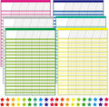 Youngever 6 Pack Multi-Color Laminated Dry Erase Incentive Chart by Youngever