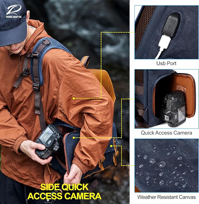 Padwa Lifestyle Blue Camera Backpack - Image 5