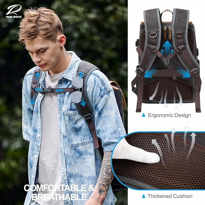 Padwa Lifestyle Gray Black Camera Backpack - Image 4
